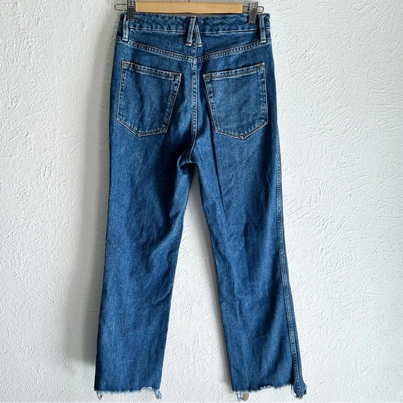 Good American Good Curve Crossover Straight Chewed Raw Hem Jeans Sz 27 - Picture 5 of 6